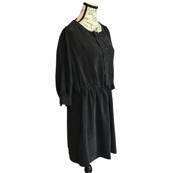 See by Chloe Silk black 3/4 sleeves dress with pockets drawstrings Sz 4 - Picture 3 of 9